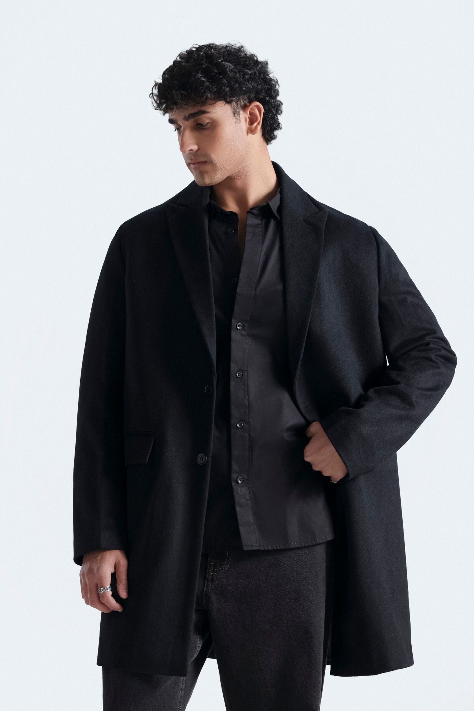 Felt Textured Long Coat - Image 2