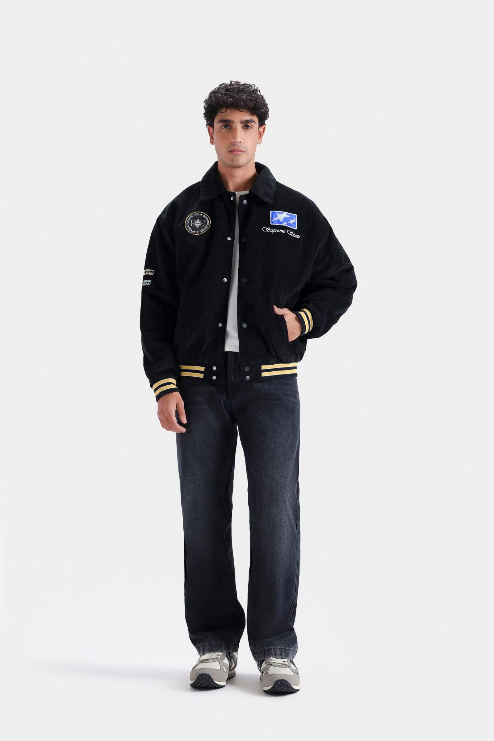 Embroidered Slogan Corduroy Jacket