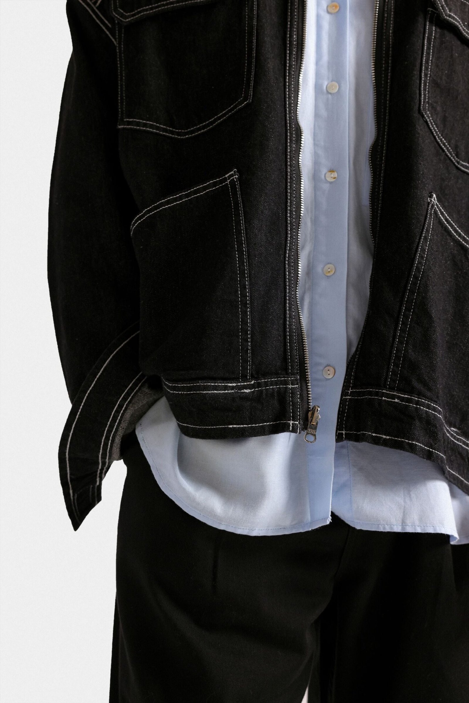 Denim Jacket With Stitching Detail - Image 3