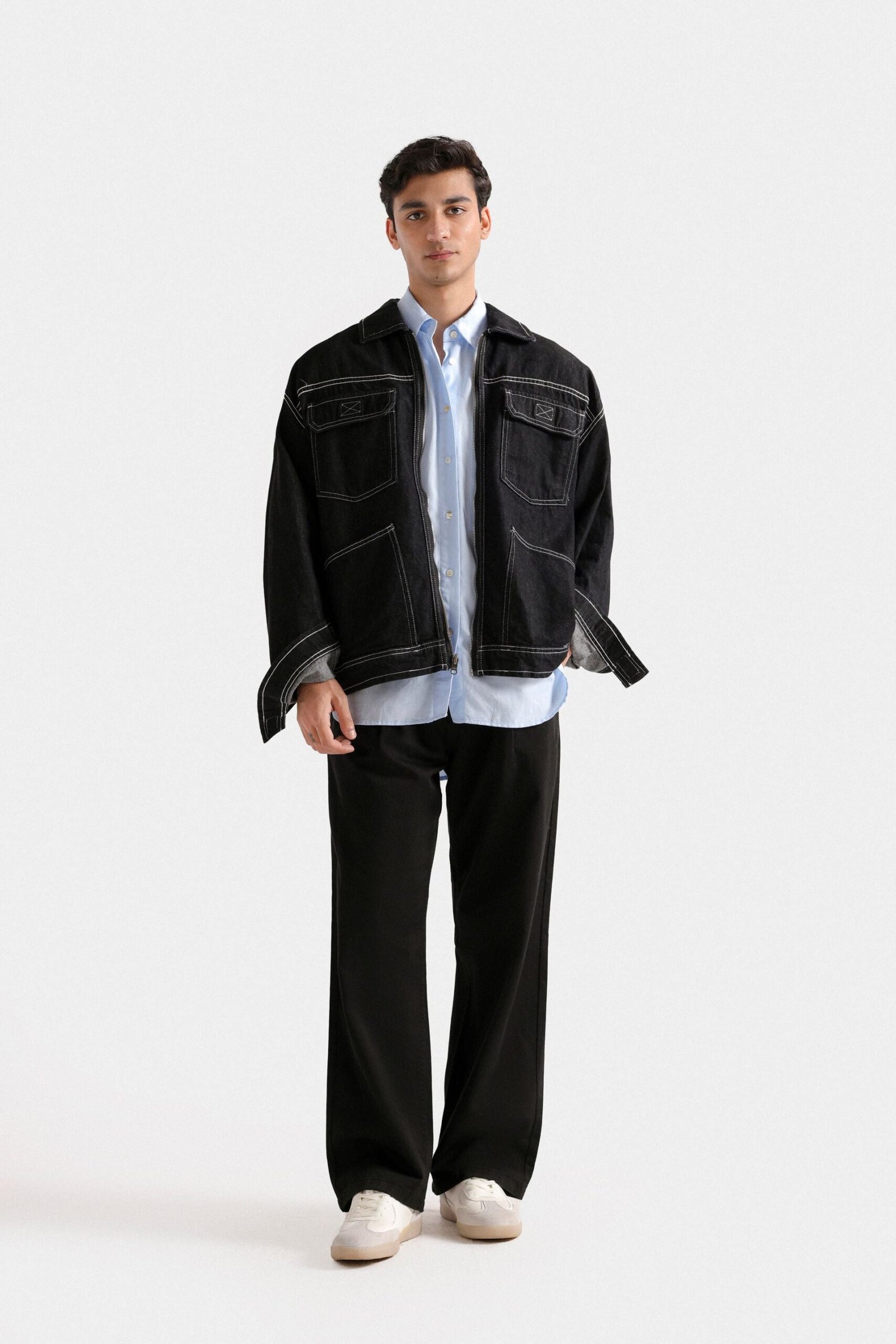 Denim Jacket With Stitching Detail