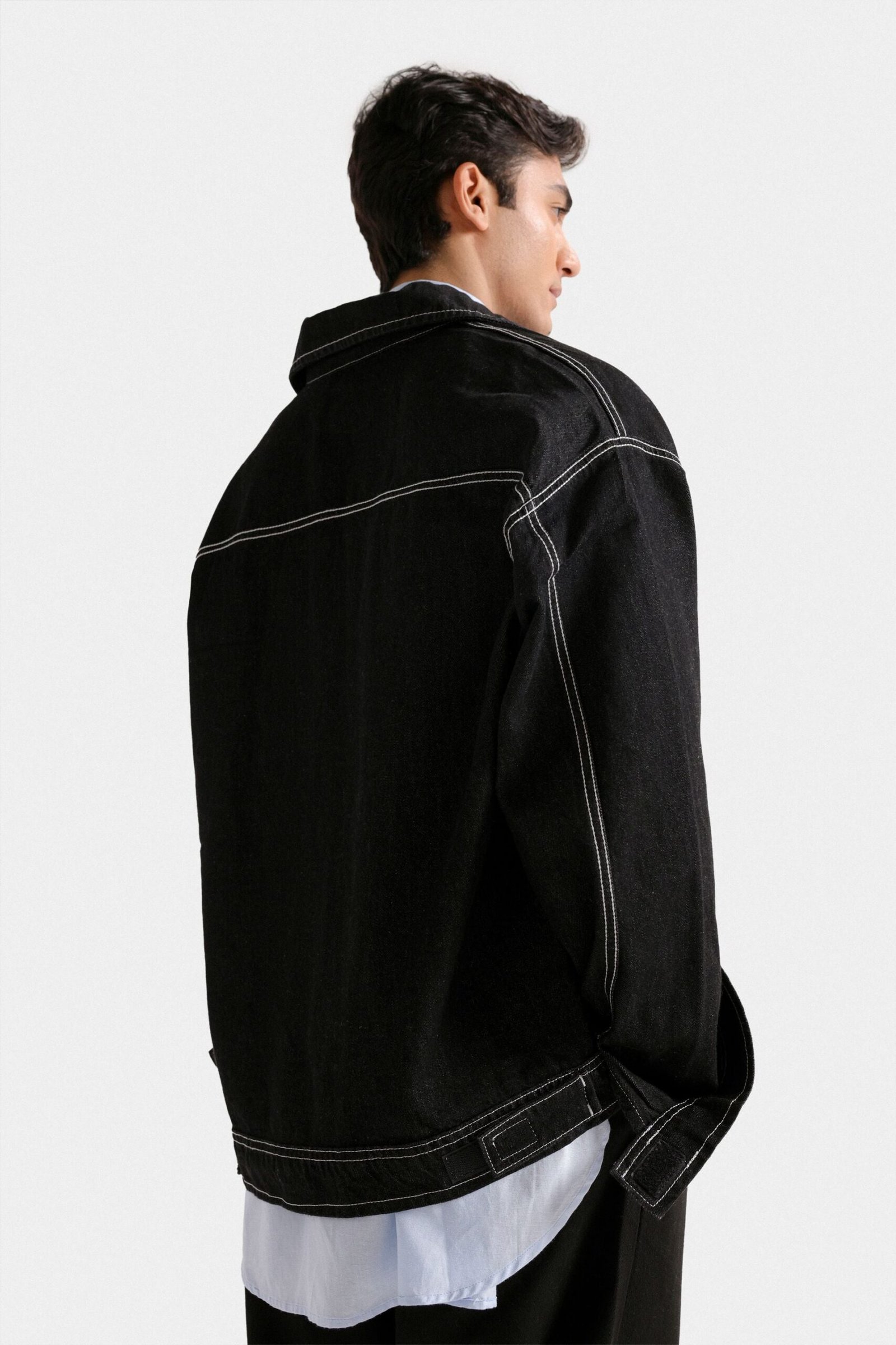 Denim Jacket With Stitching Detail - Image 5