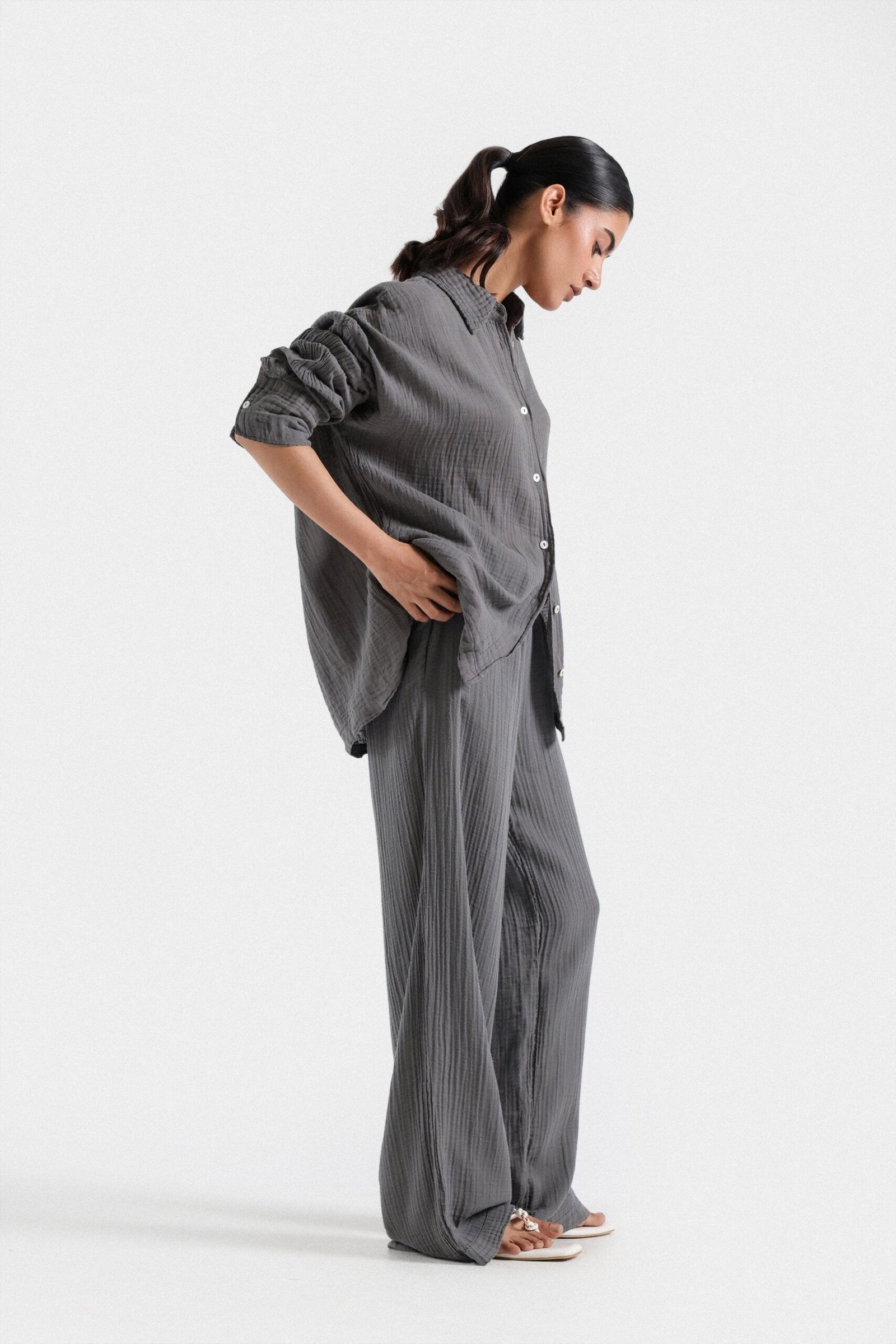 Straight Crinkle Trousers - Image 2