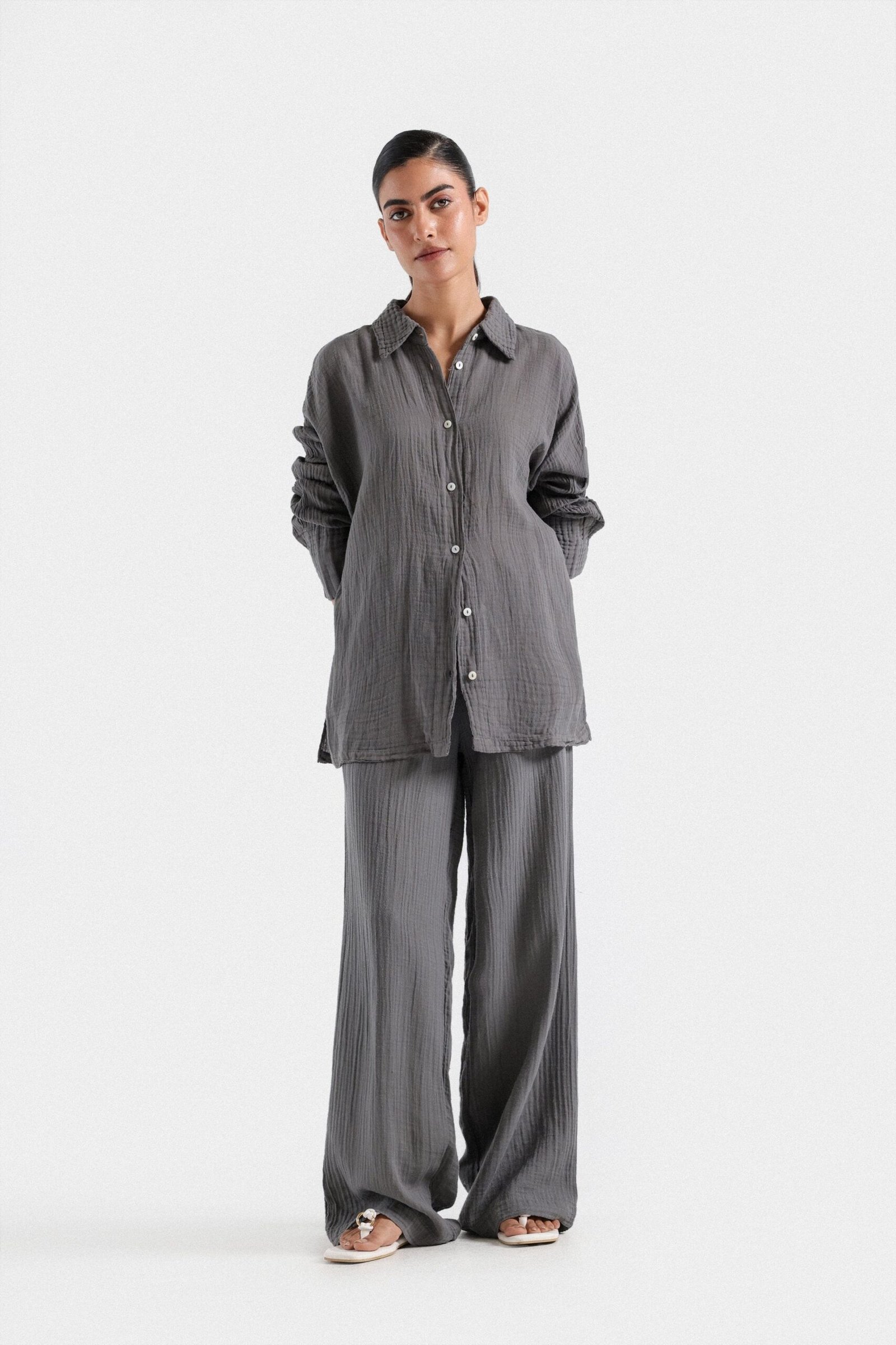 Straight Crinkle Trousers