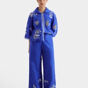 Wide Leg Embroidered Trousers