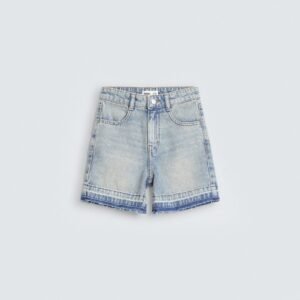 Denim Shorts With Frayed Hem