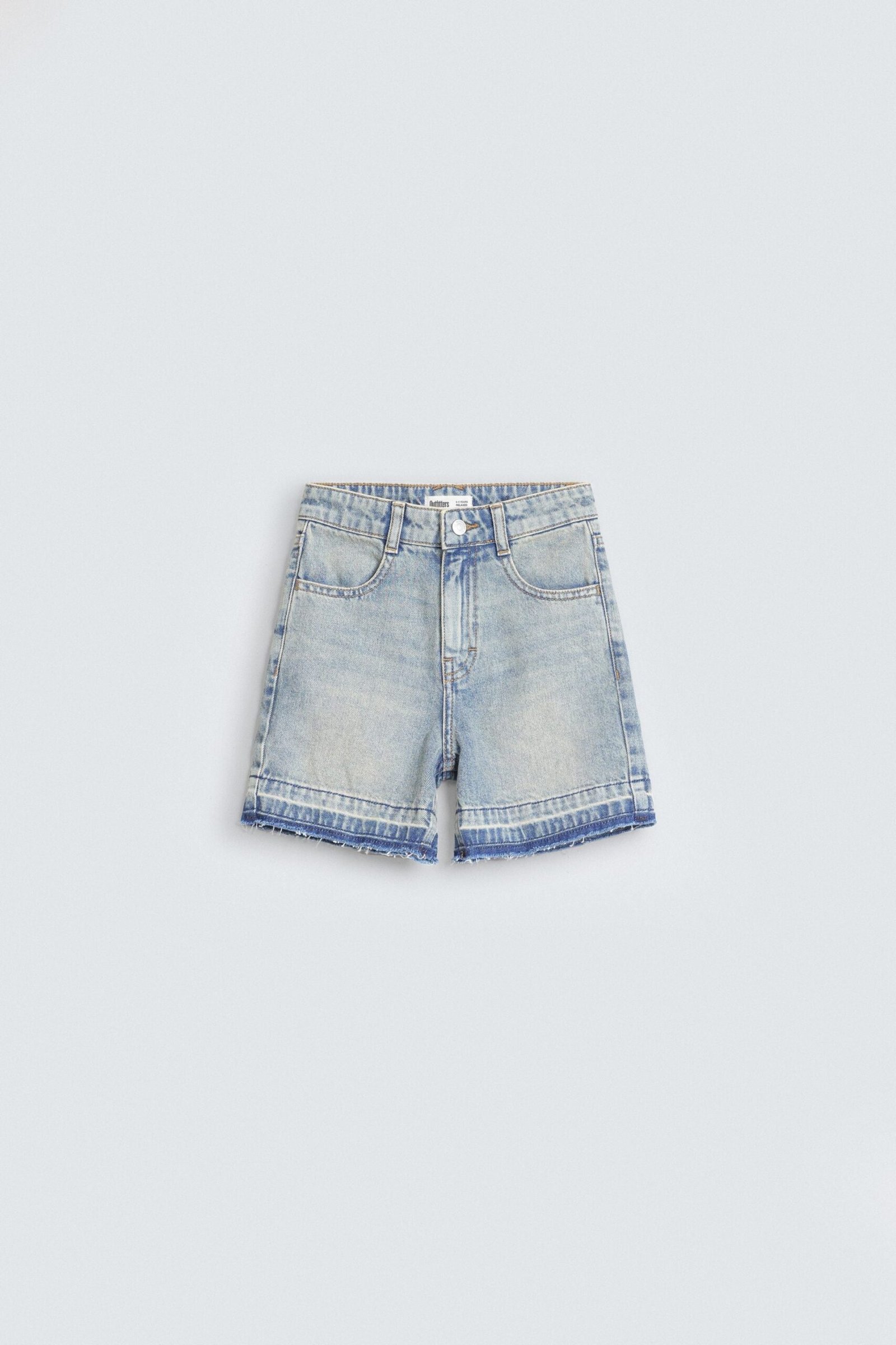 Denim Shorts With Frayed Hem