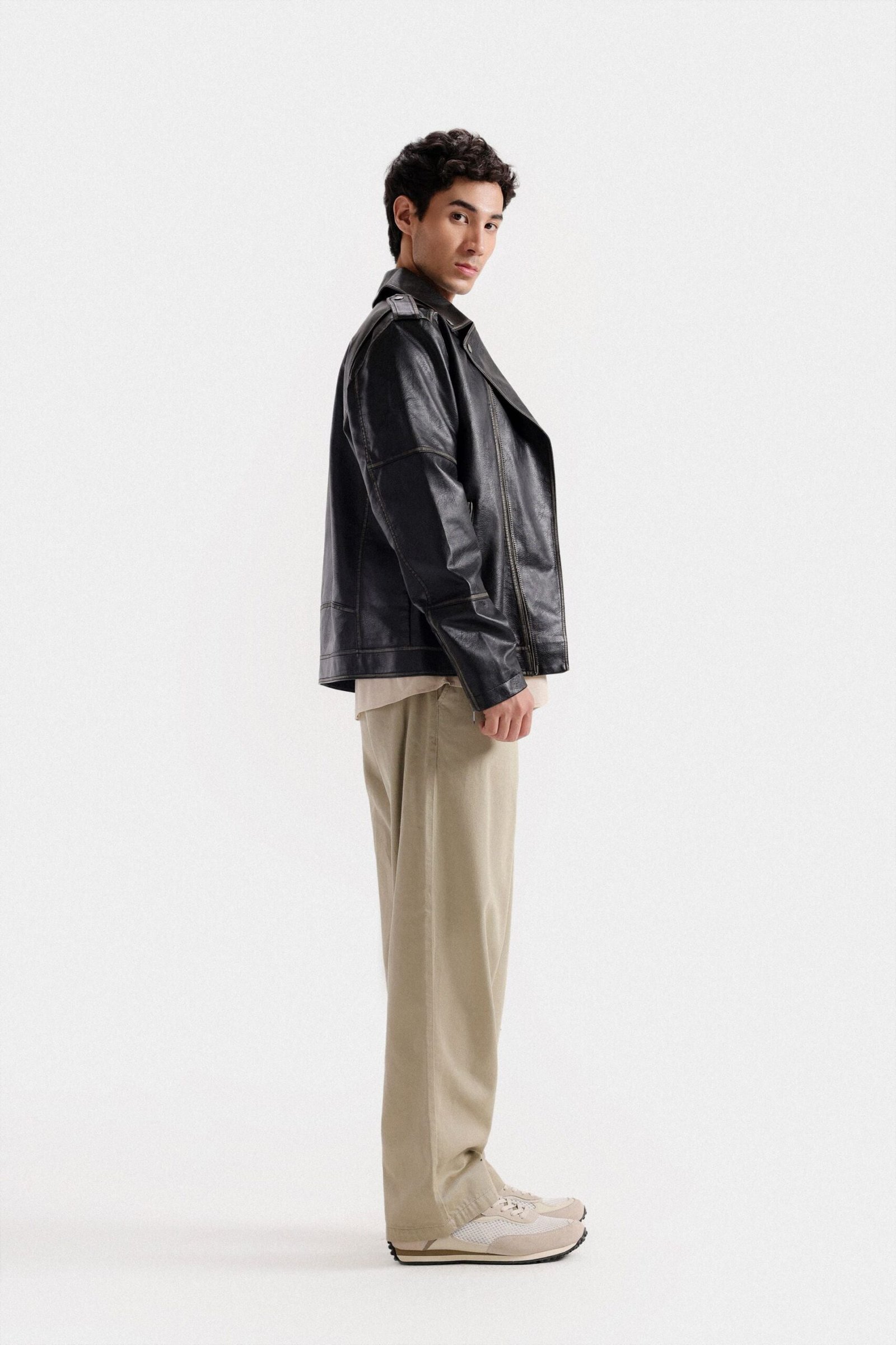 Faux Leather Biker Jacket - Image 3