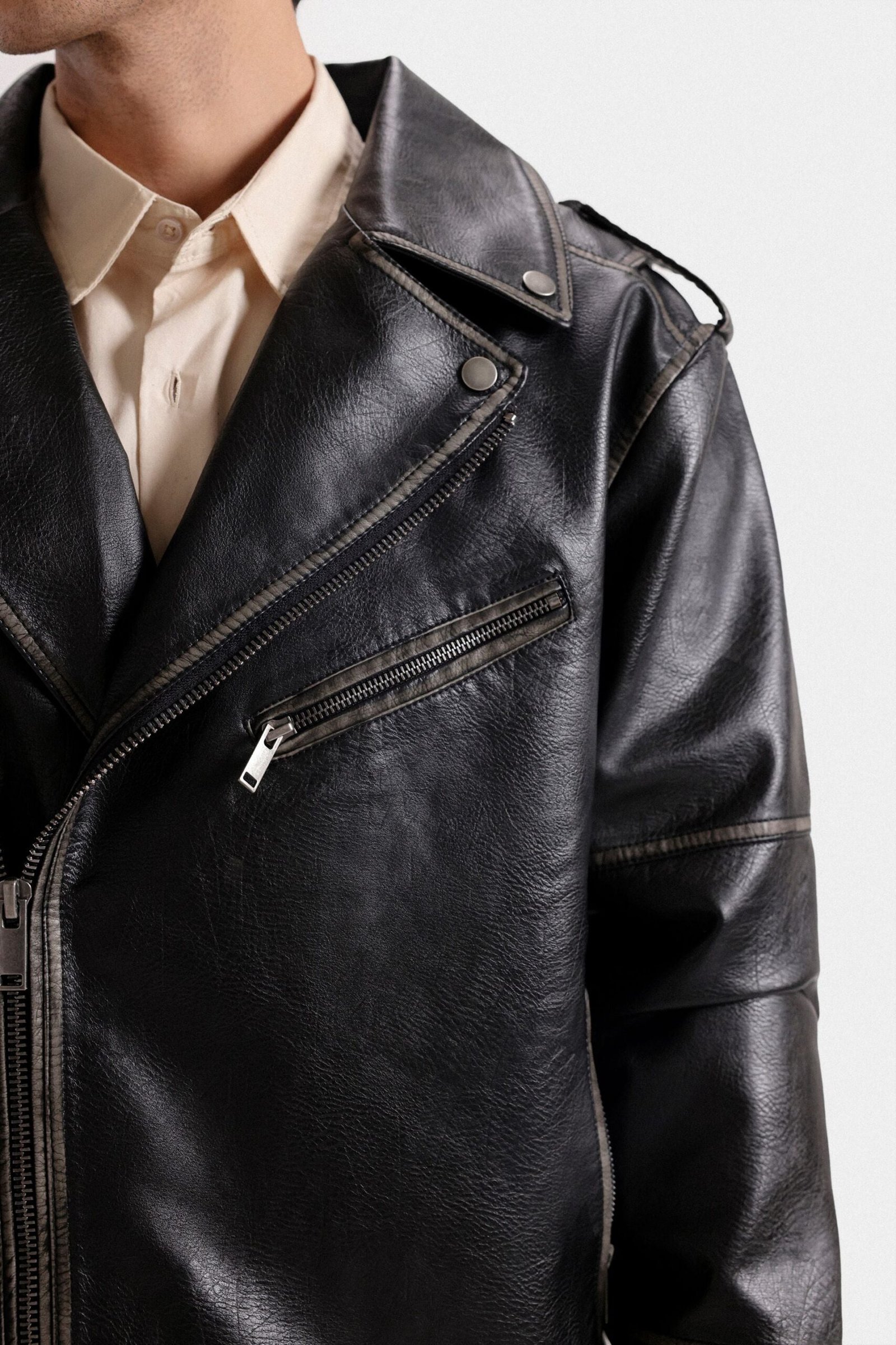 Faux Leather Biker Jacket - Image 2
