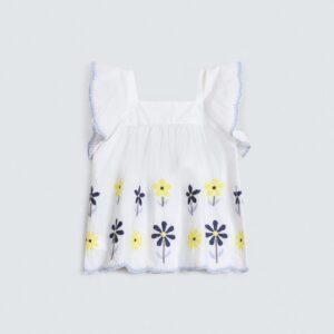 Embroidered Blouse With Ruffle Sleeves