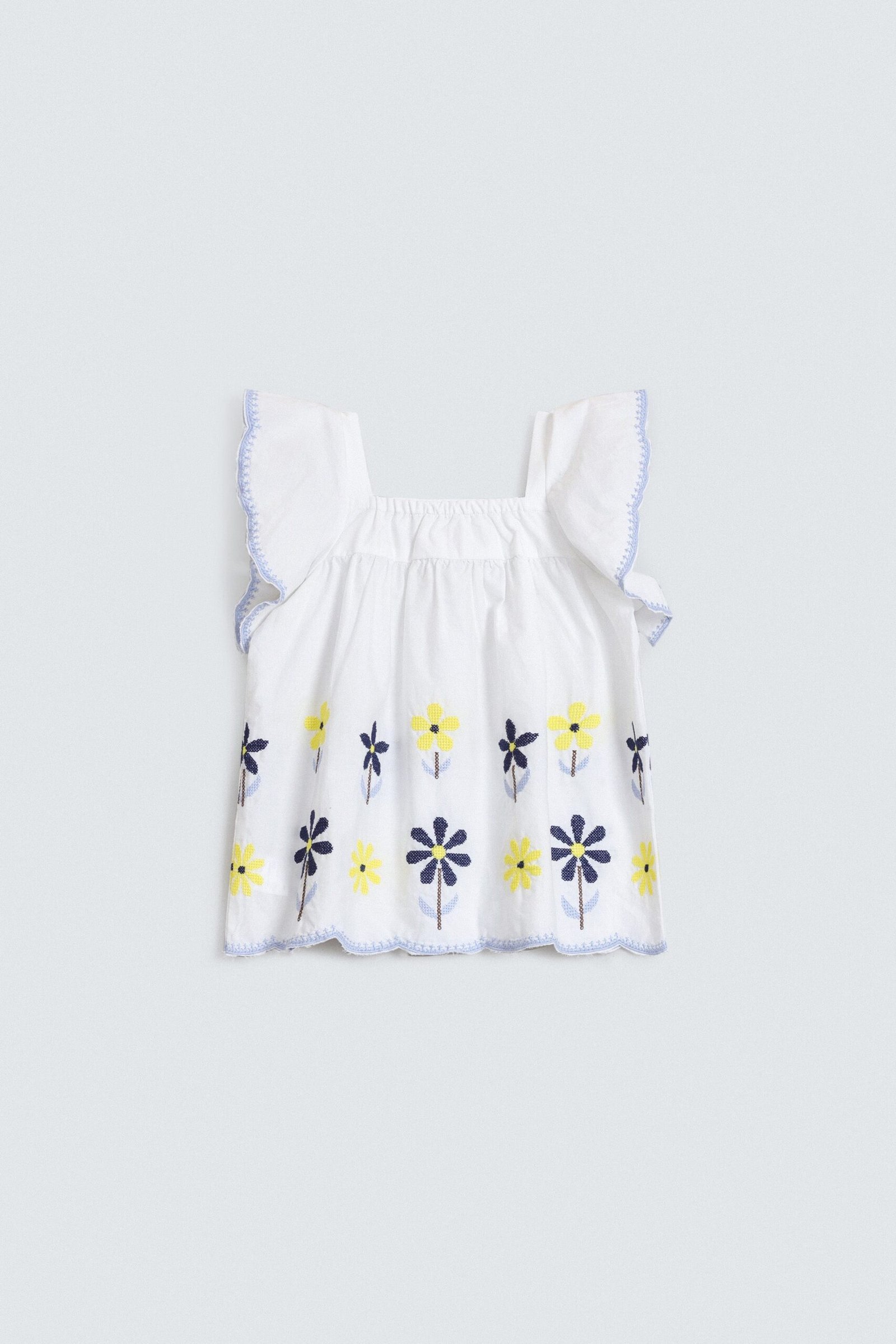Embroidered Blouse With Ruffle Sleeves - Image 3