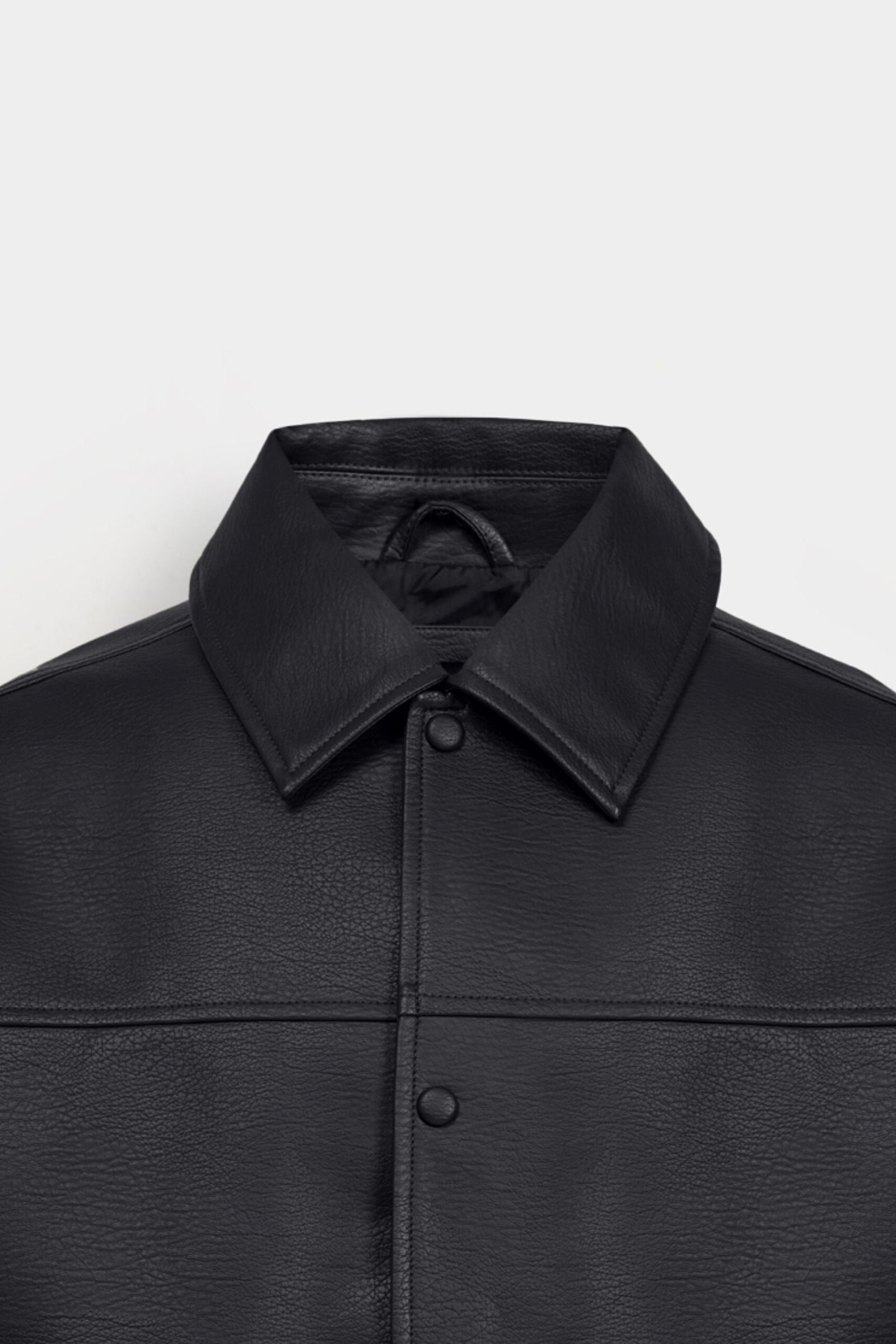 Faux Leather Bomber Jacket - Image 2