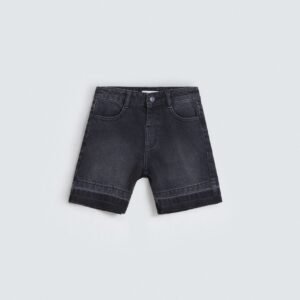 Denim Shorts With Frayed Hem