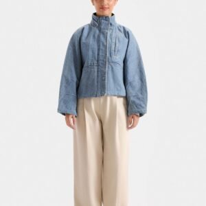 Cropped Batwing Denim Jacket