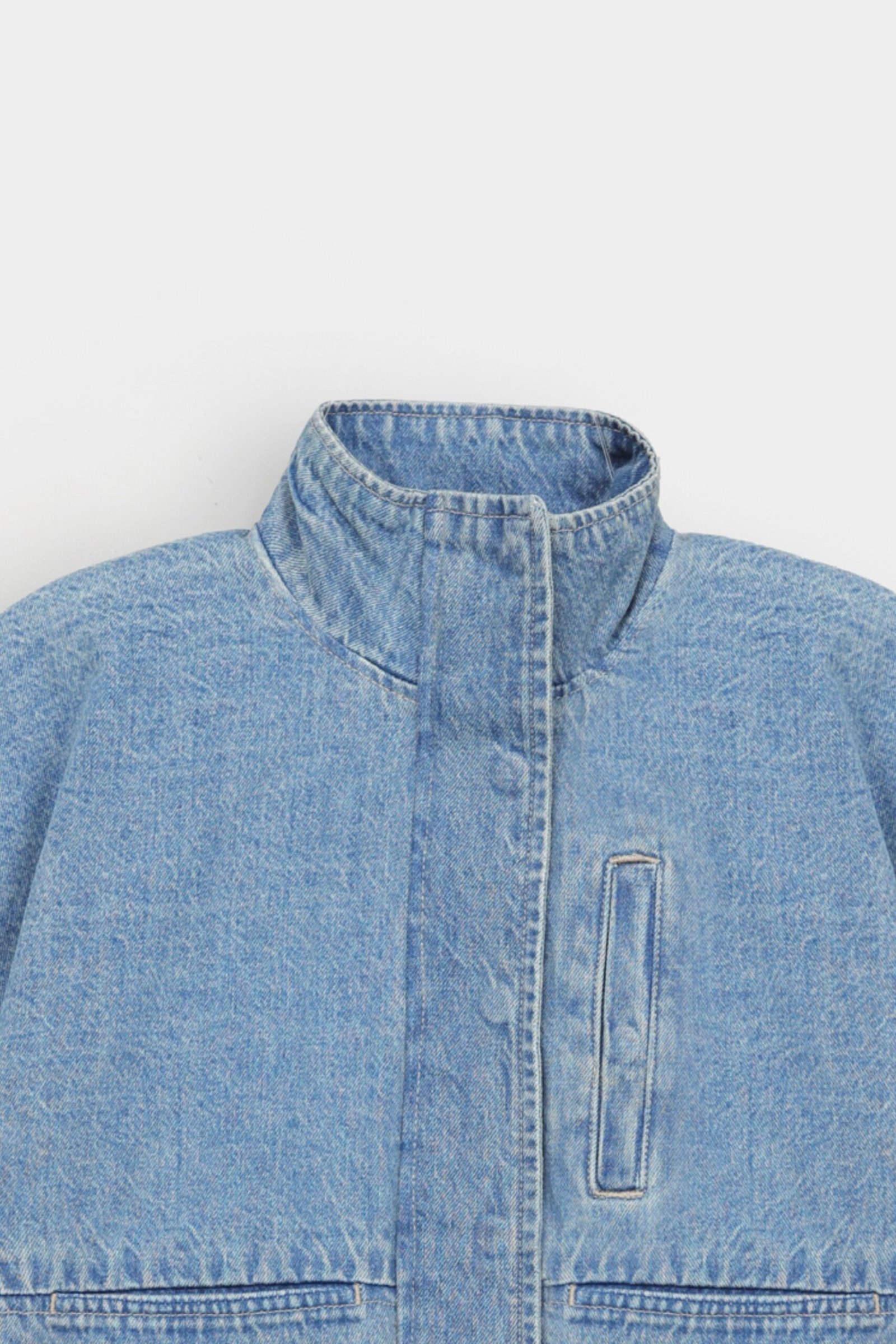 Cropped Batwing Denim Jacket - Image 6