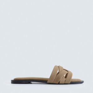 Suede Cross Strap Flats