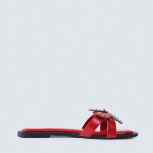 Flower Studded Strap Flats
