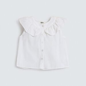 Cropped Shirt With Ruffle Detail