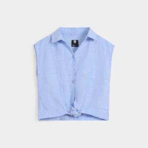 Button-Up Blouse With Knot Detail