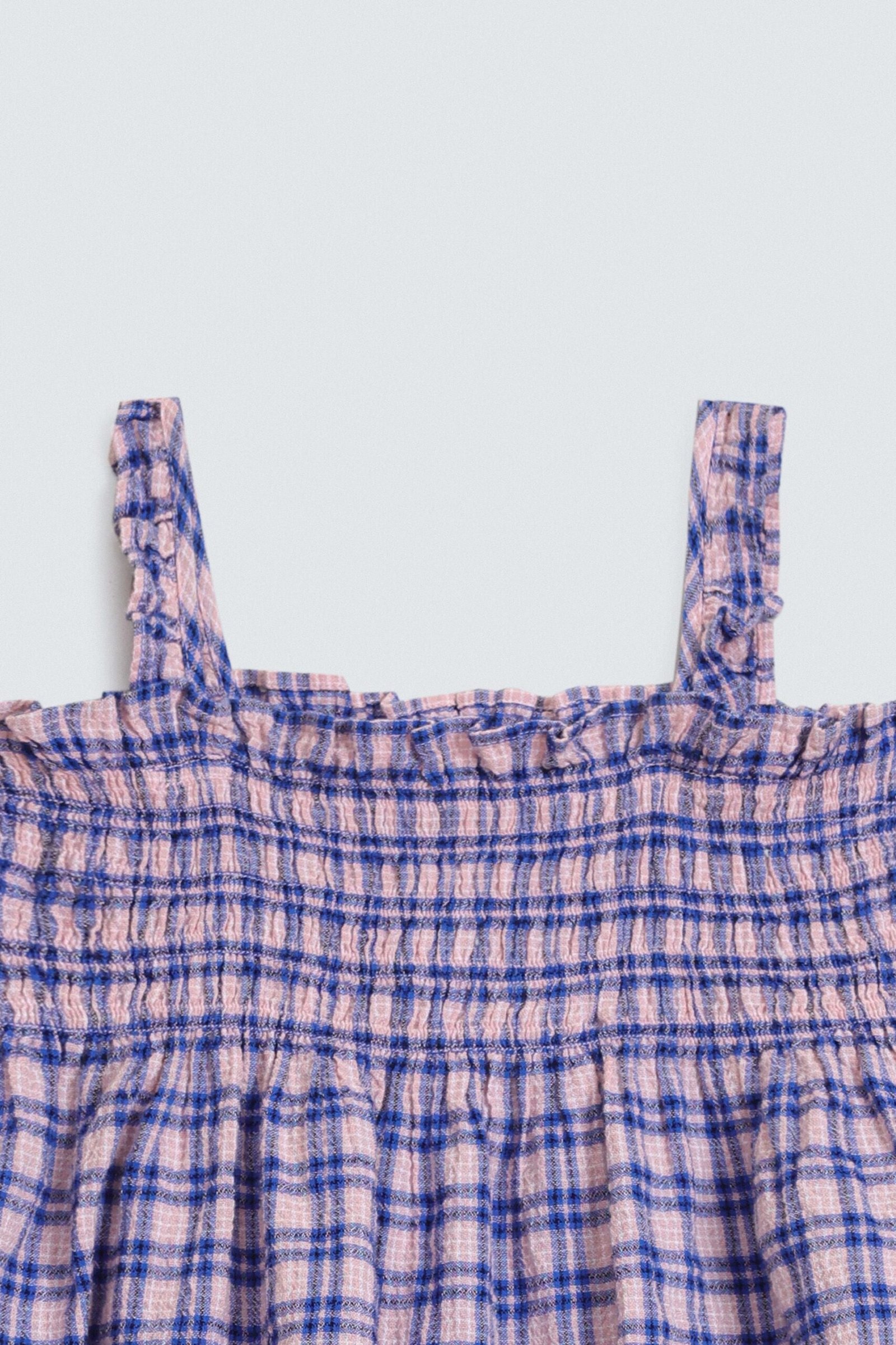 Checkered Blouse With Shirring Detail - Image 2