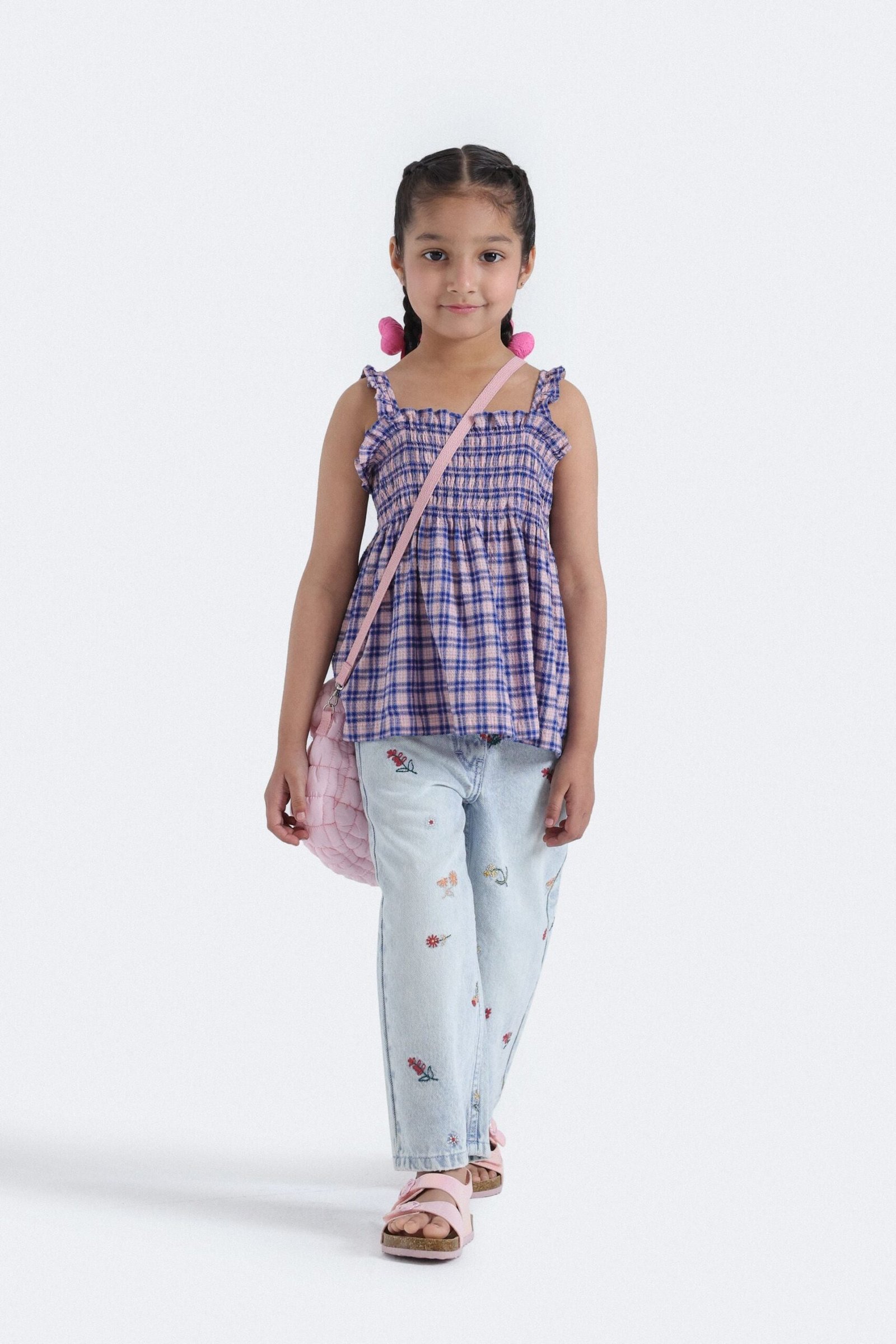 Checkered Blouse With Shirring Detail - Image 4