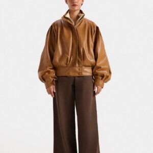 Faux Leather Bomber Jacket