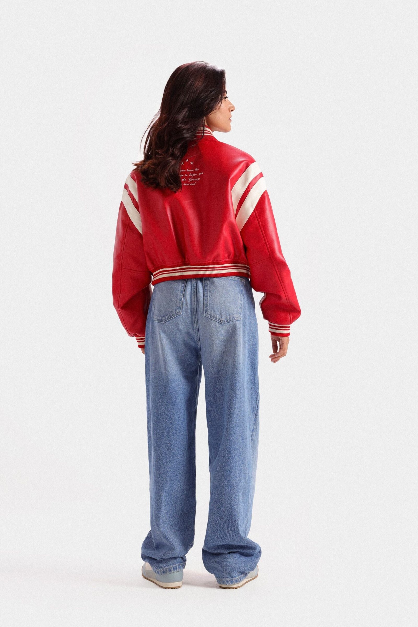 Faux Leather Varsity Jacket - Image 11
