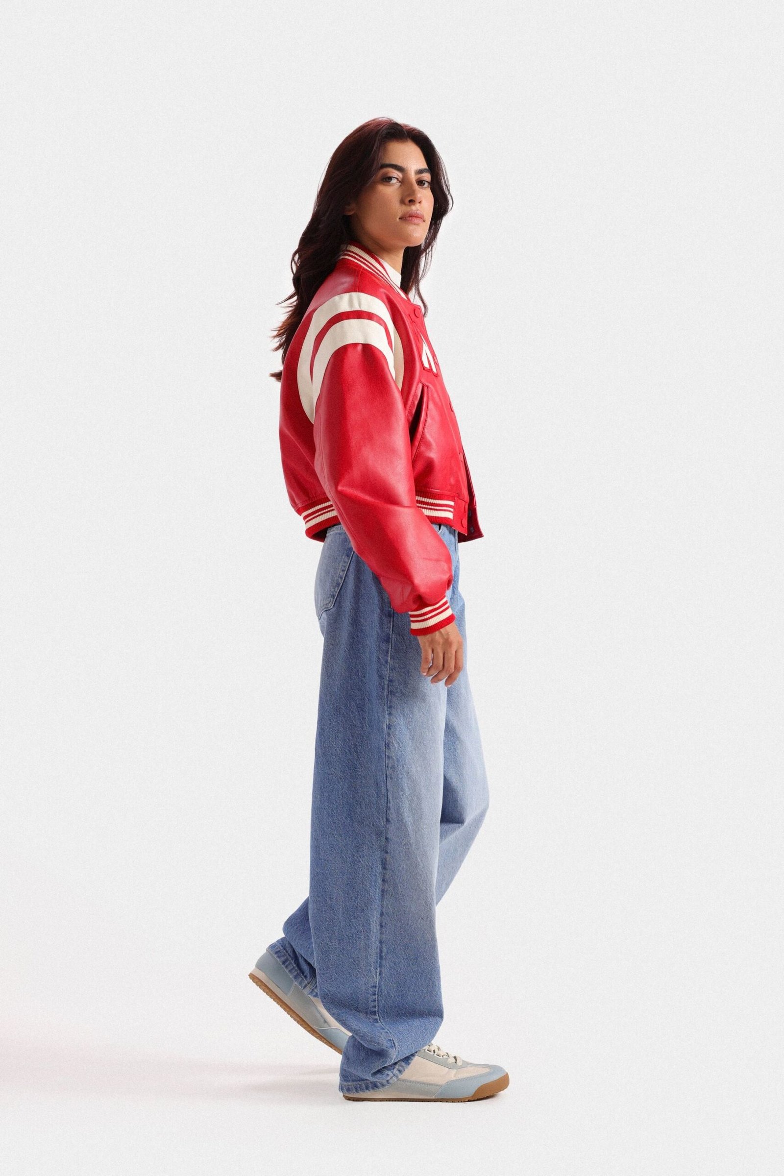 Faux Leather Varsity Jacket - Image 12