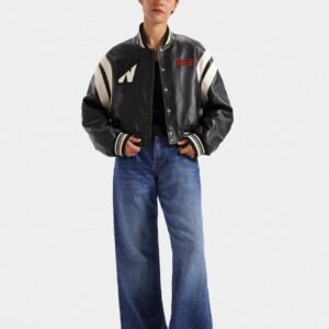 Faux Leather Varsity Jacket