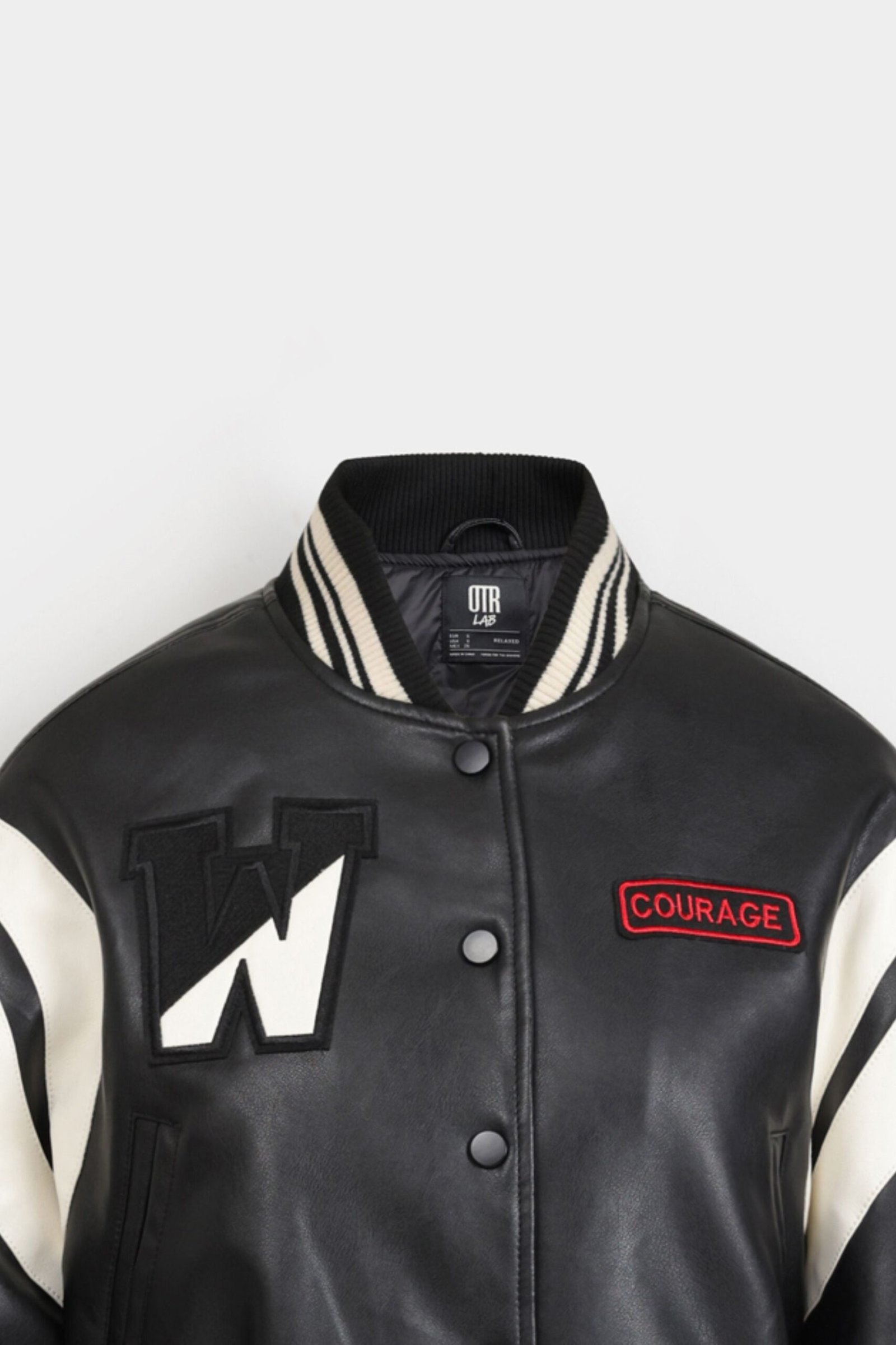 Faux Leather Varsity Jacket - Image 7