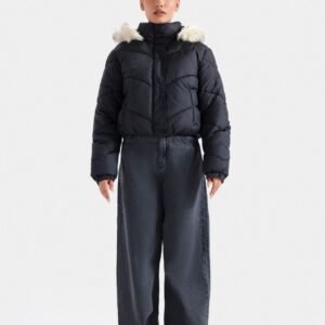 Quilted Puffer Jacket With Fur Hood