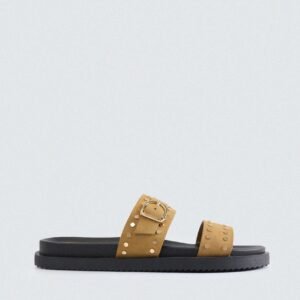 Studded Buckle Strap Flats