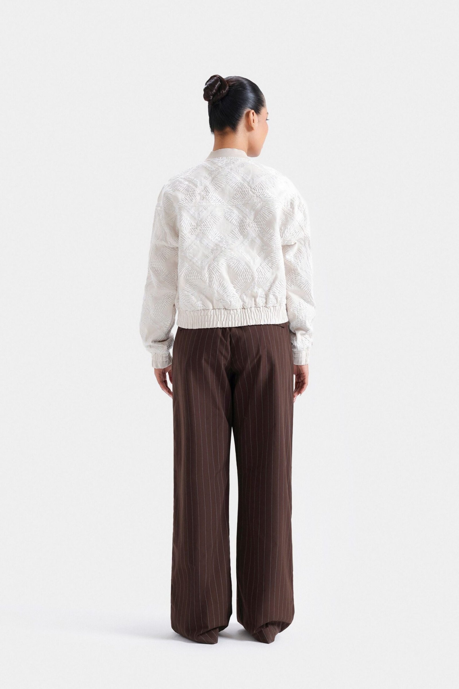 Cropped Embroidered Bomber Jacket - Image 4
