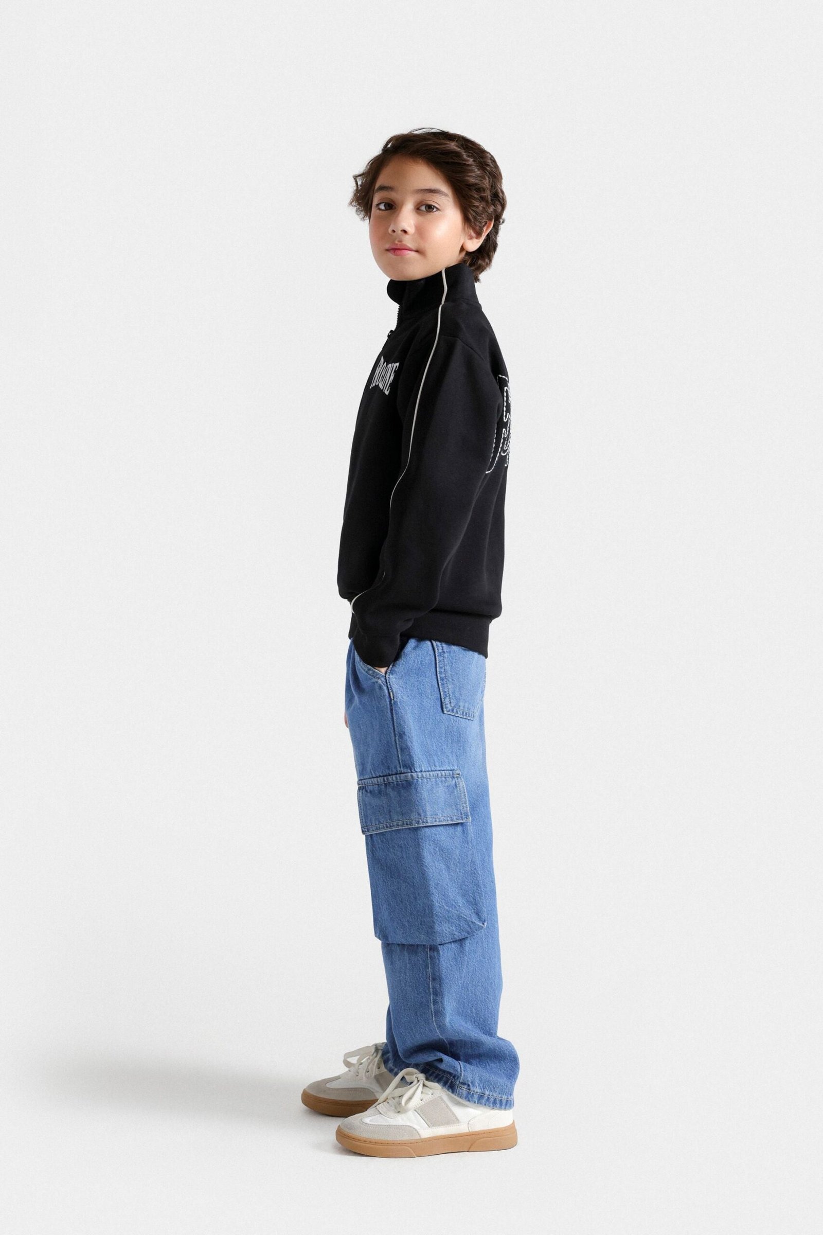 Embroidered Quarter Zip-Up Sweatshirt - Image 5