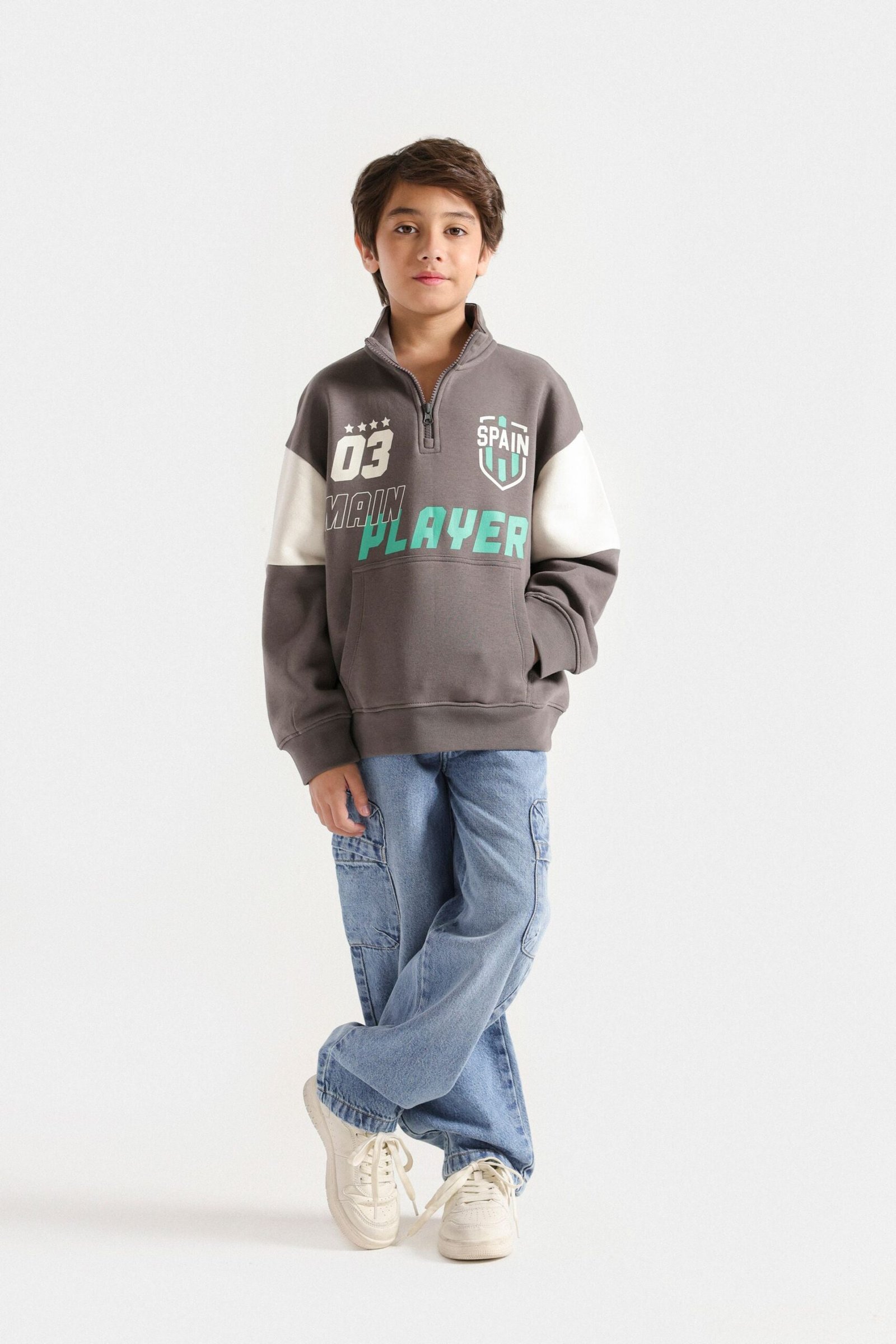 Cut and Sew Slogan Print Sweatshirt - Image 4