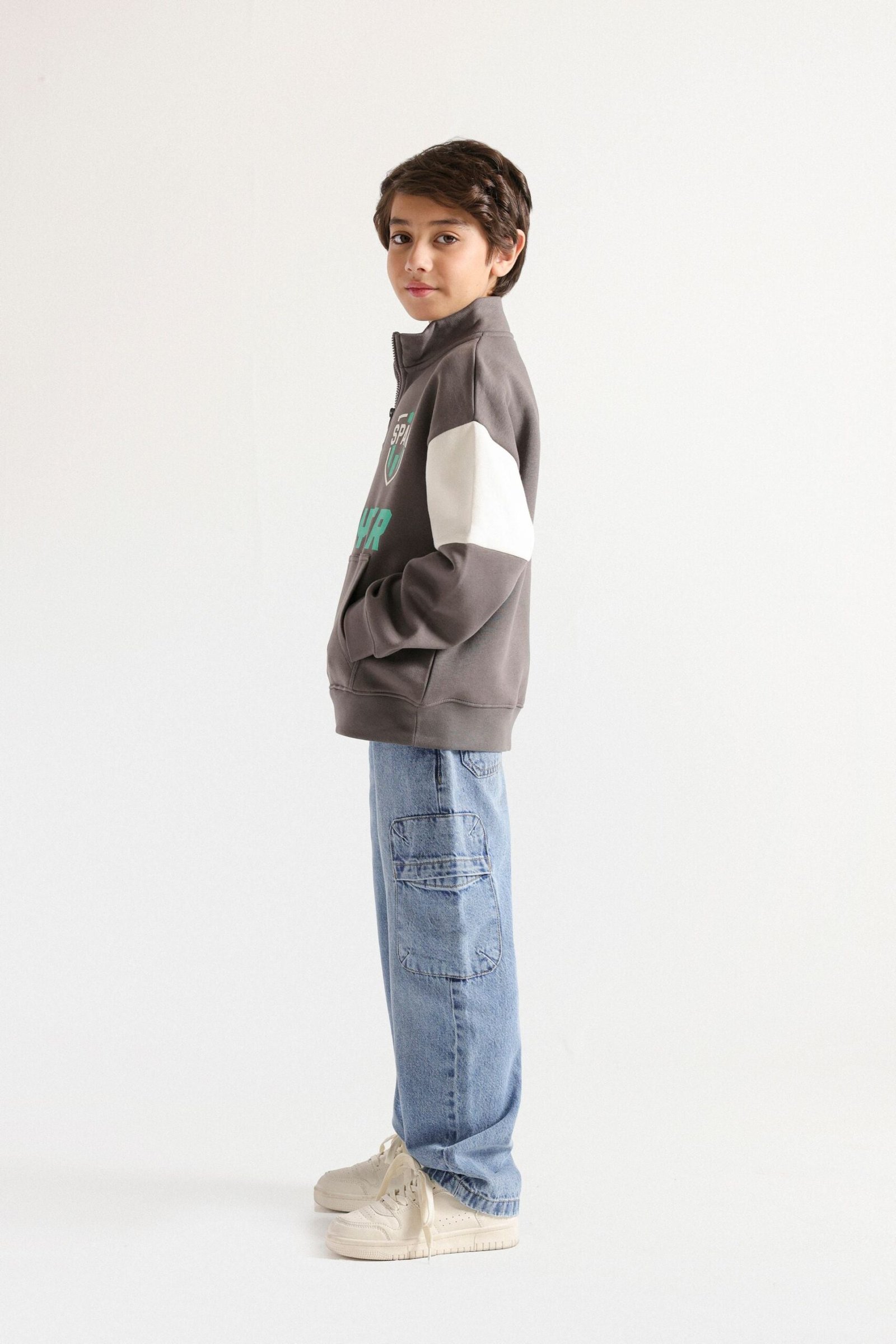 Cut and Sew Slogan Print Sweatshirt - Image 5