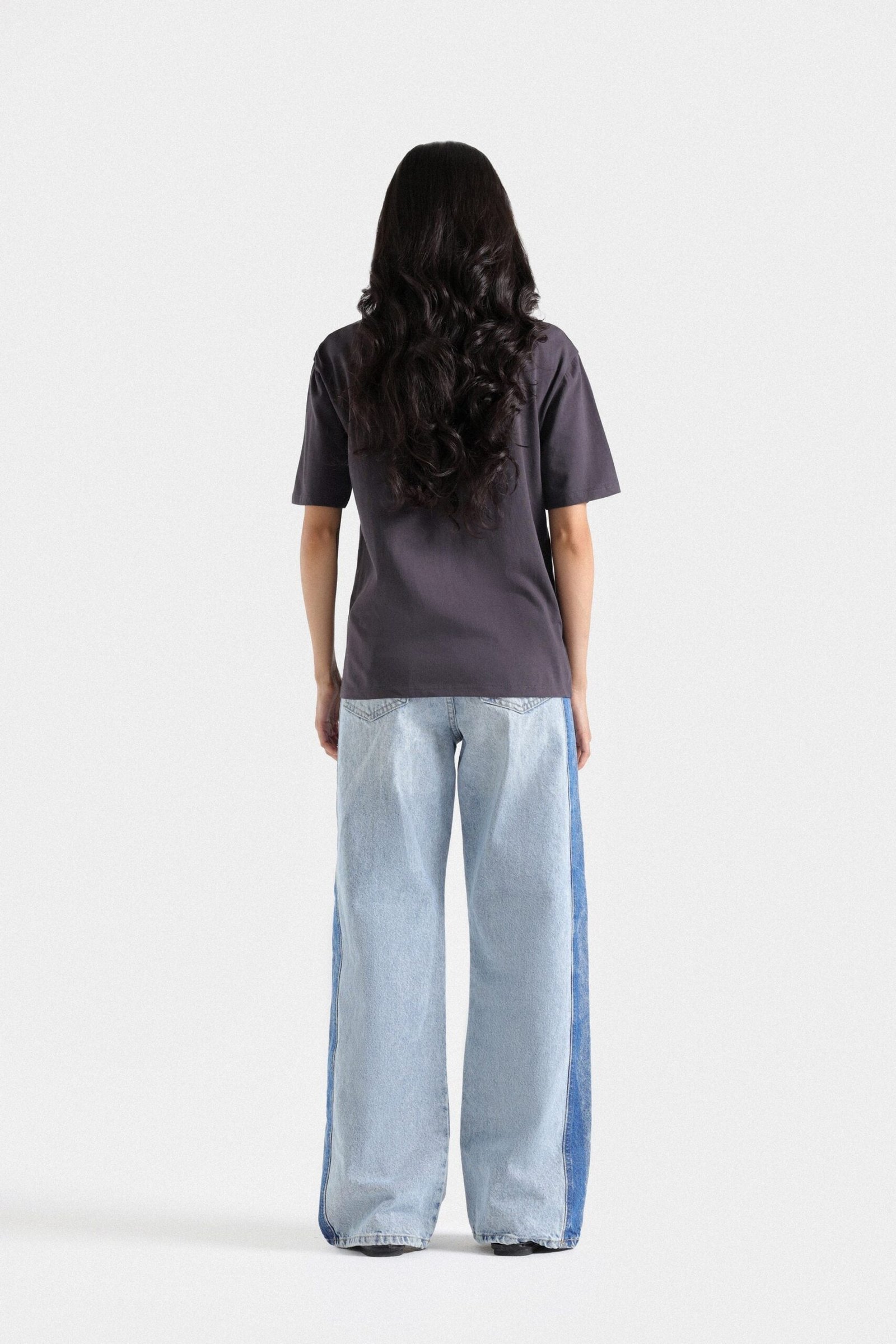 Wide Leg Contrast Jeans - Image 4