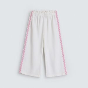 Wide Leg Trousers With Lace Detail