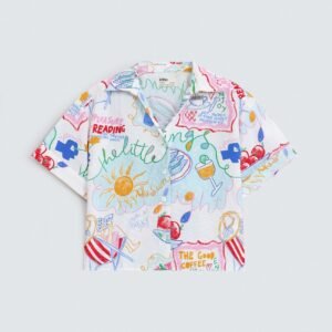 Cropped All-Over Print Shirt