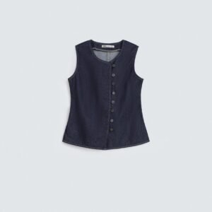 Cropped Denim Vest
