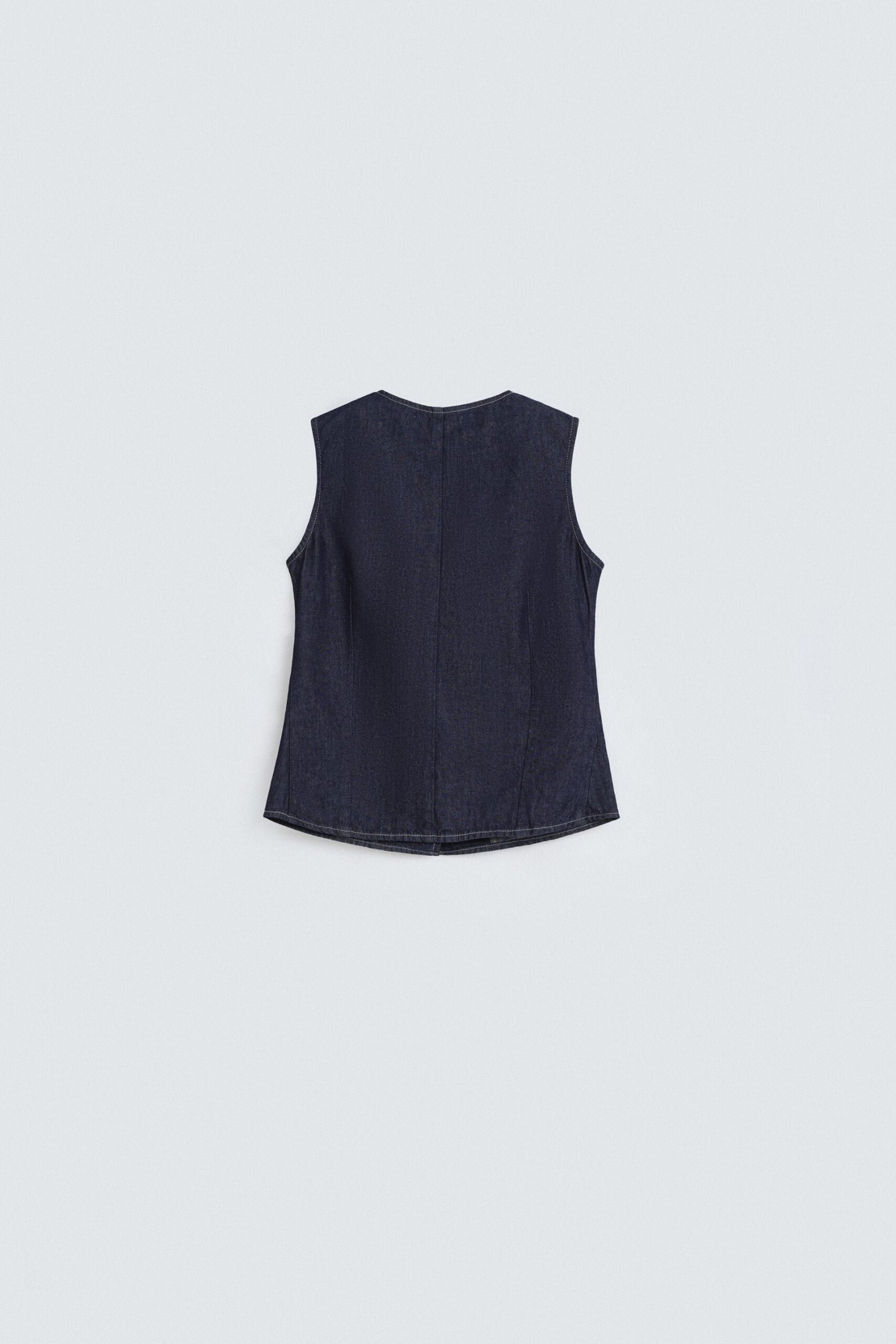 Cropped Denim Vest - Image 3