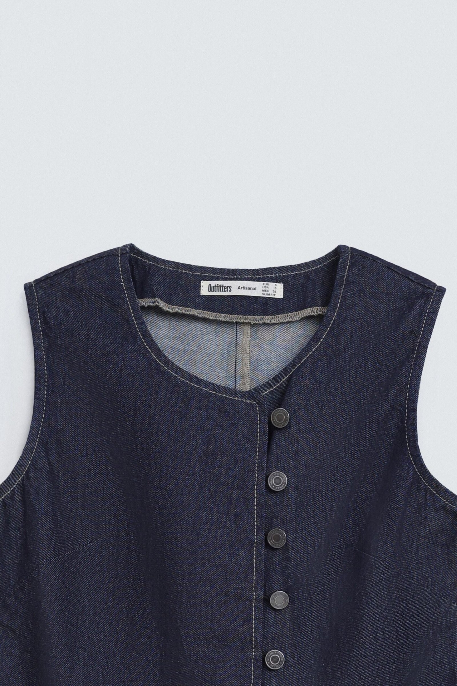 Cropped Denim Vest - Image 2