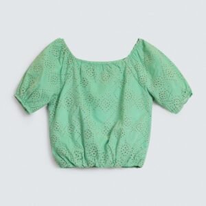 Cropped Schiffli Blouse