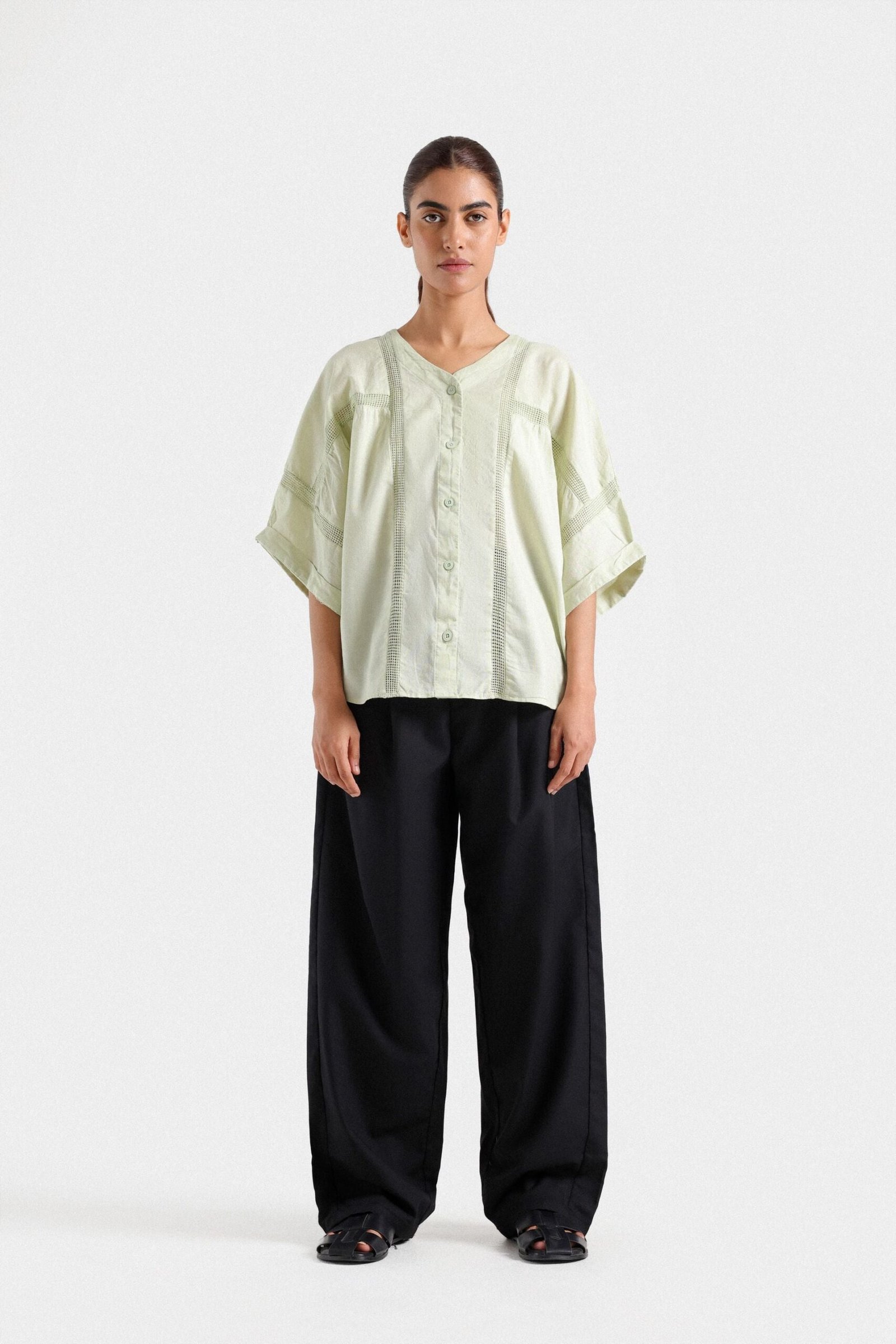 Cropped Shirt With Lace Detail - Image 8