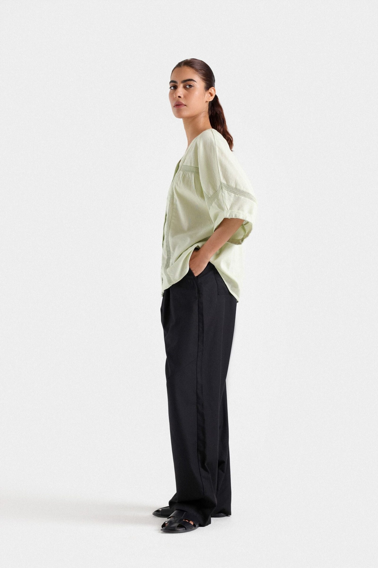 Cropped Shirt With Lace Detail - Image 10