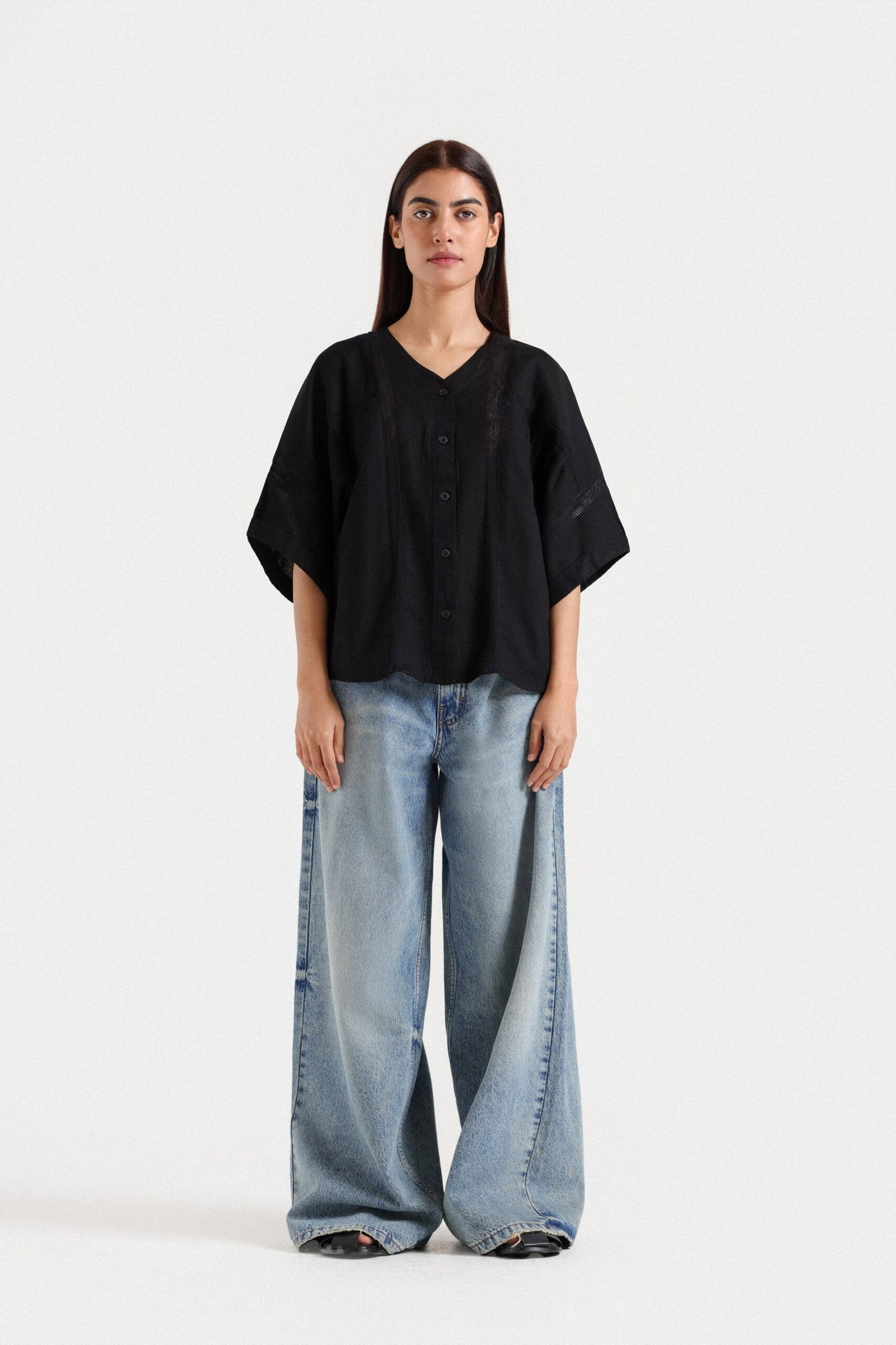 Cropped Shirt With Lace Detail