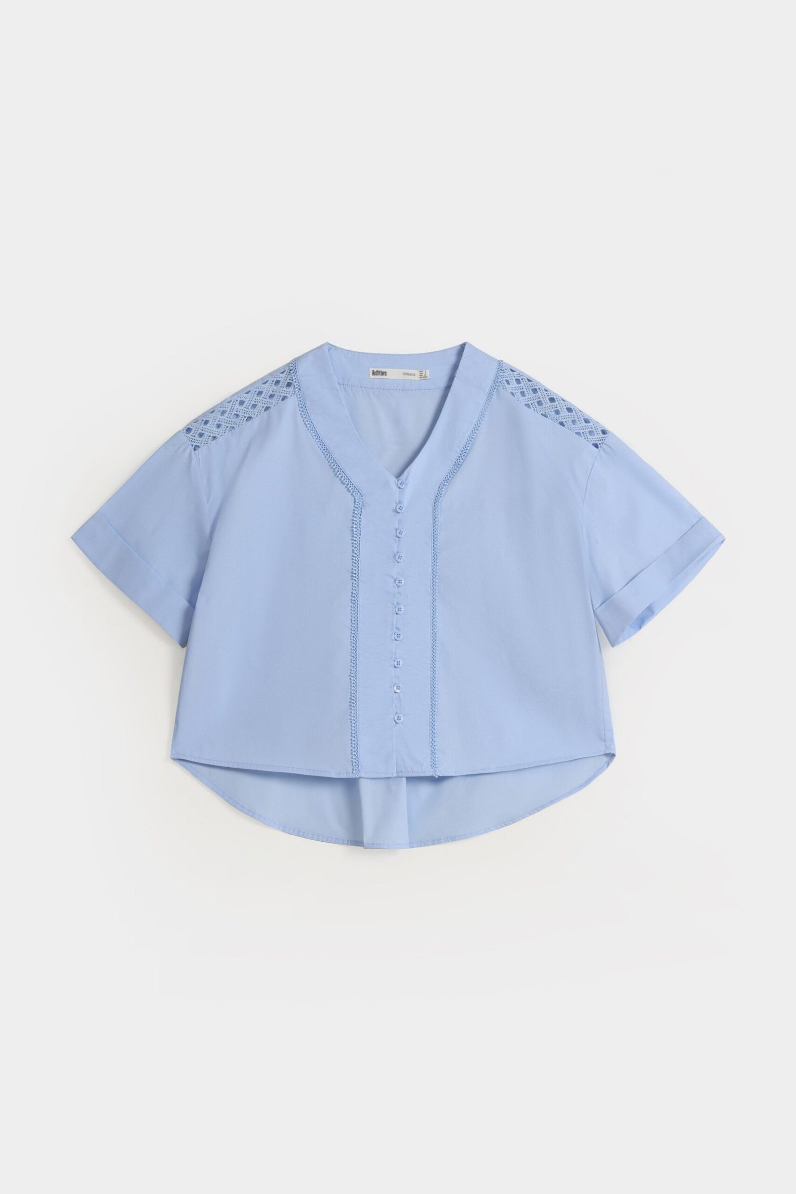 Lace Stitching Cropped Shirt - Image 5