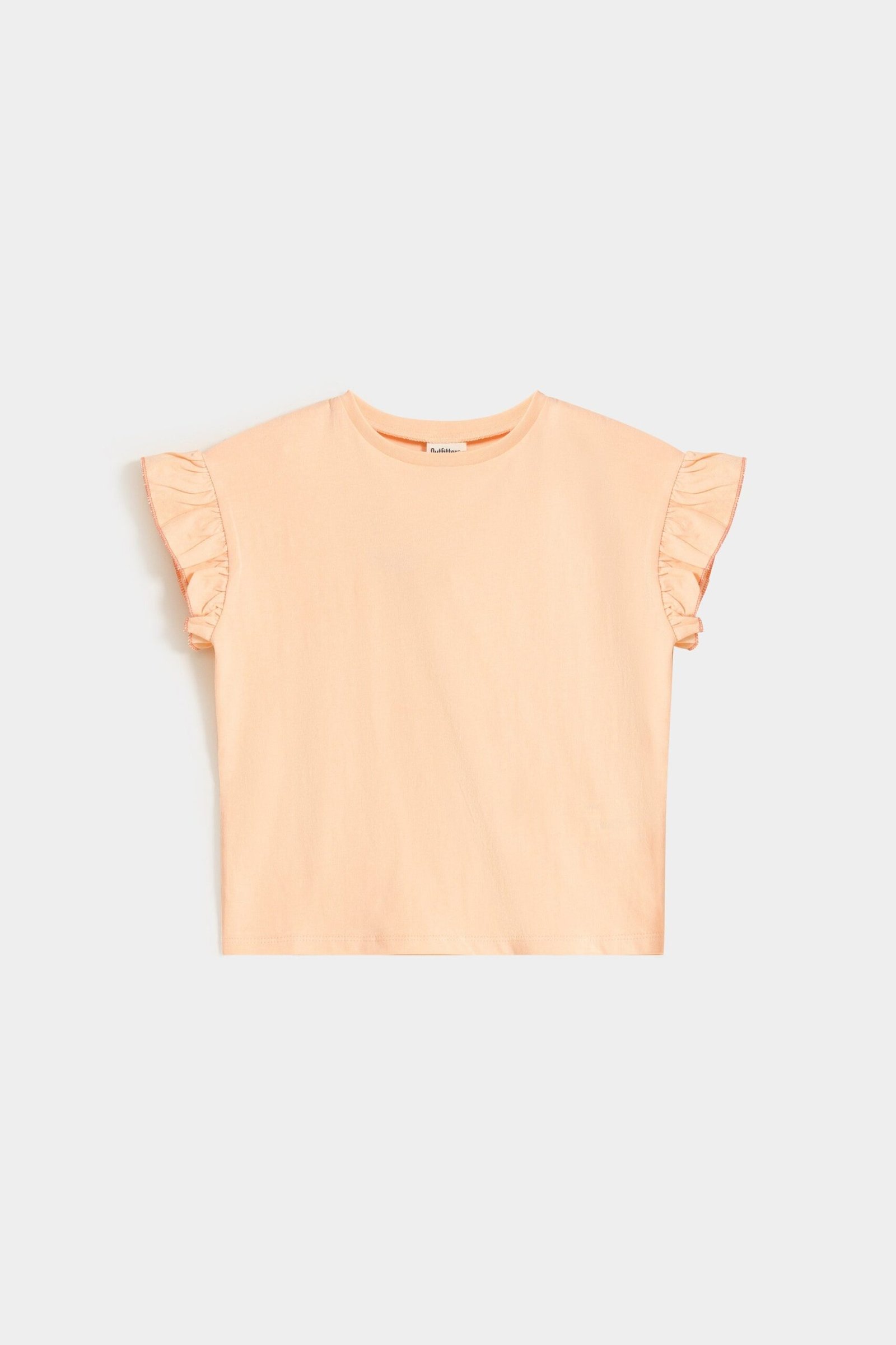 Cropped Basic T-Shirt With Frill Detail
