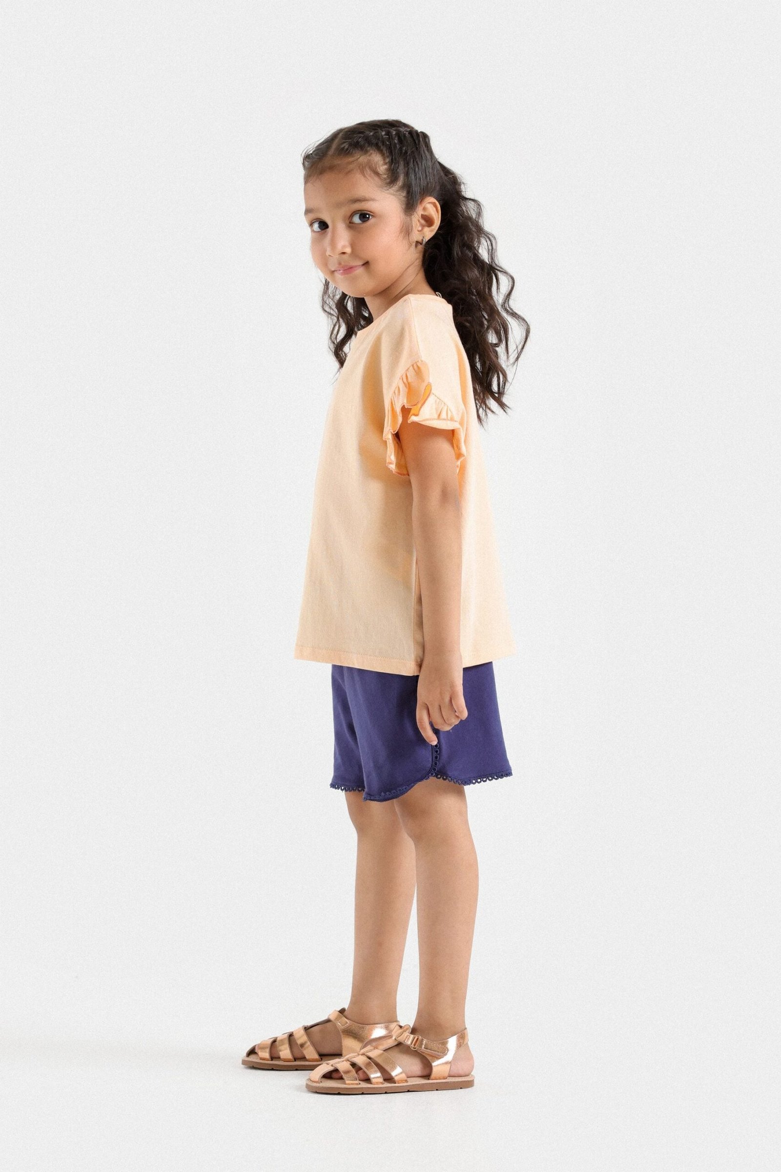 Cropped Basic T-Shirt With Frill Detail - Image 5