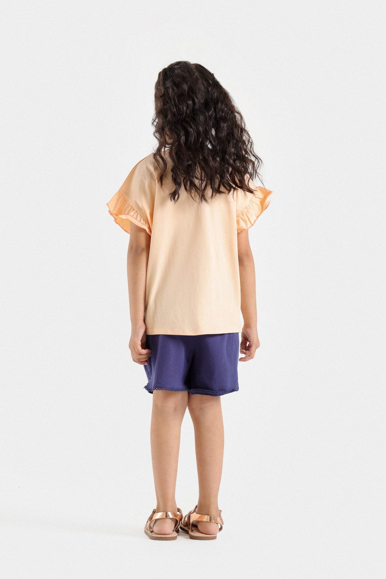 Cropped Basic T-Shirt With Frill Detail - Image 6