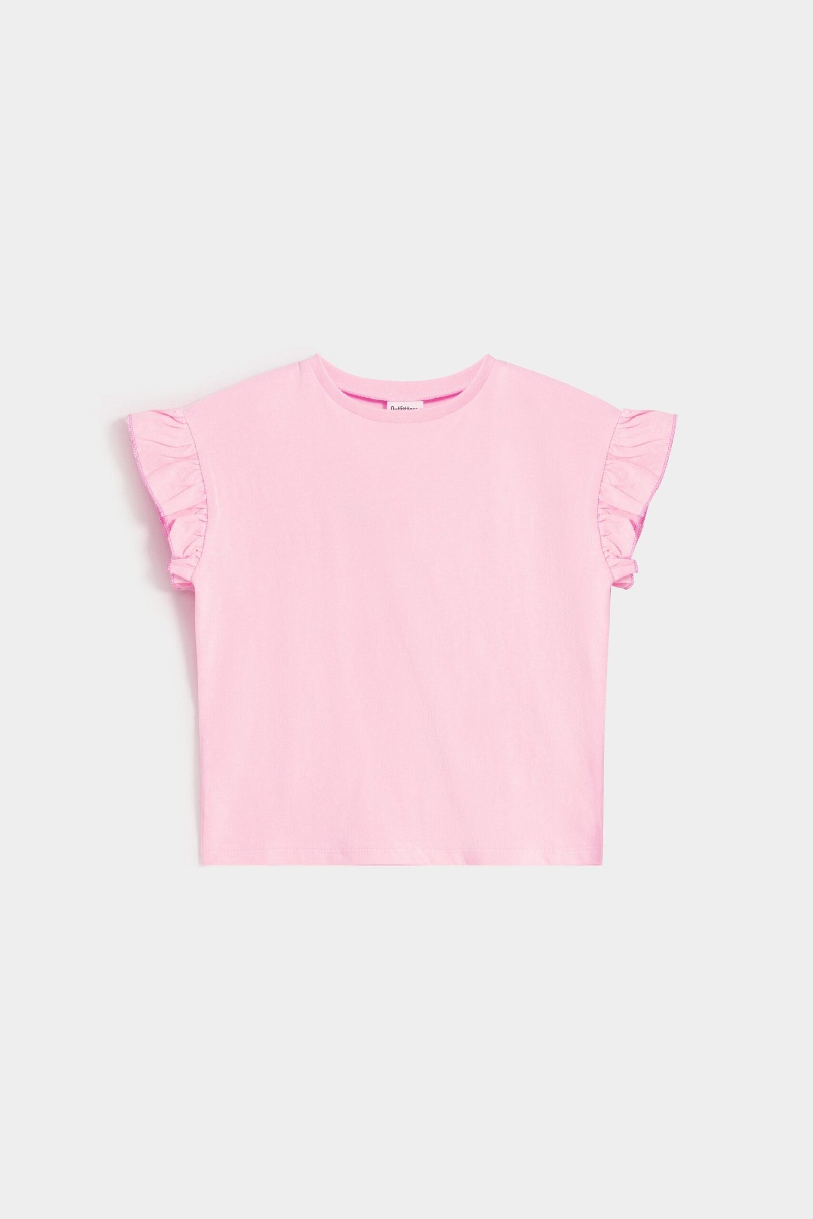 Cropped Basic T-Shirt With Frill Detail - Image 7